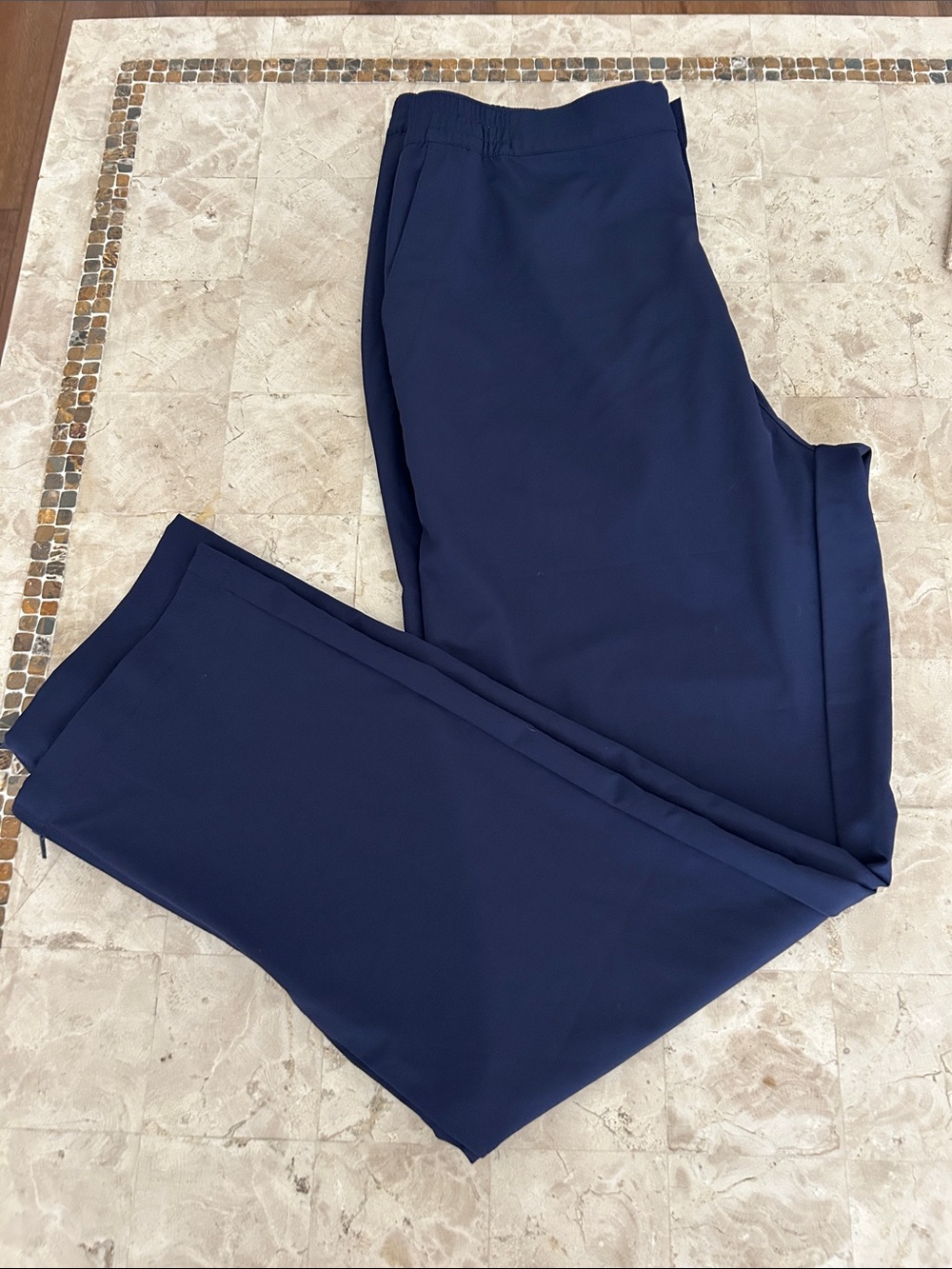 Callaway Golf Pant Navy Lightweight Ankle Zip Snap Pockets Elastic Waist‎ Size M